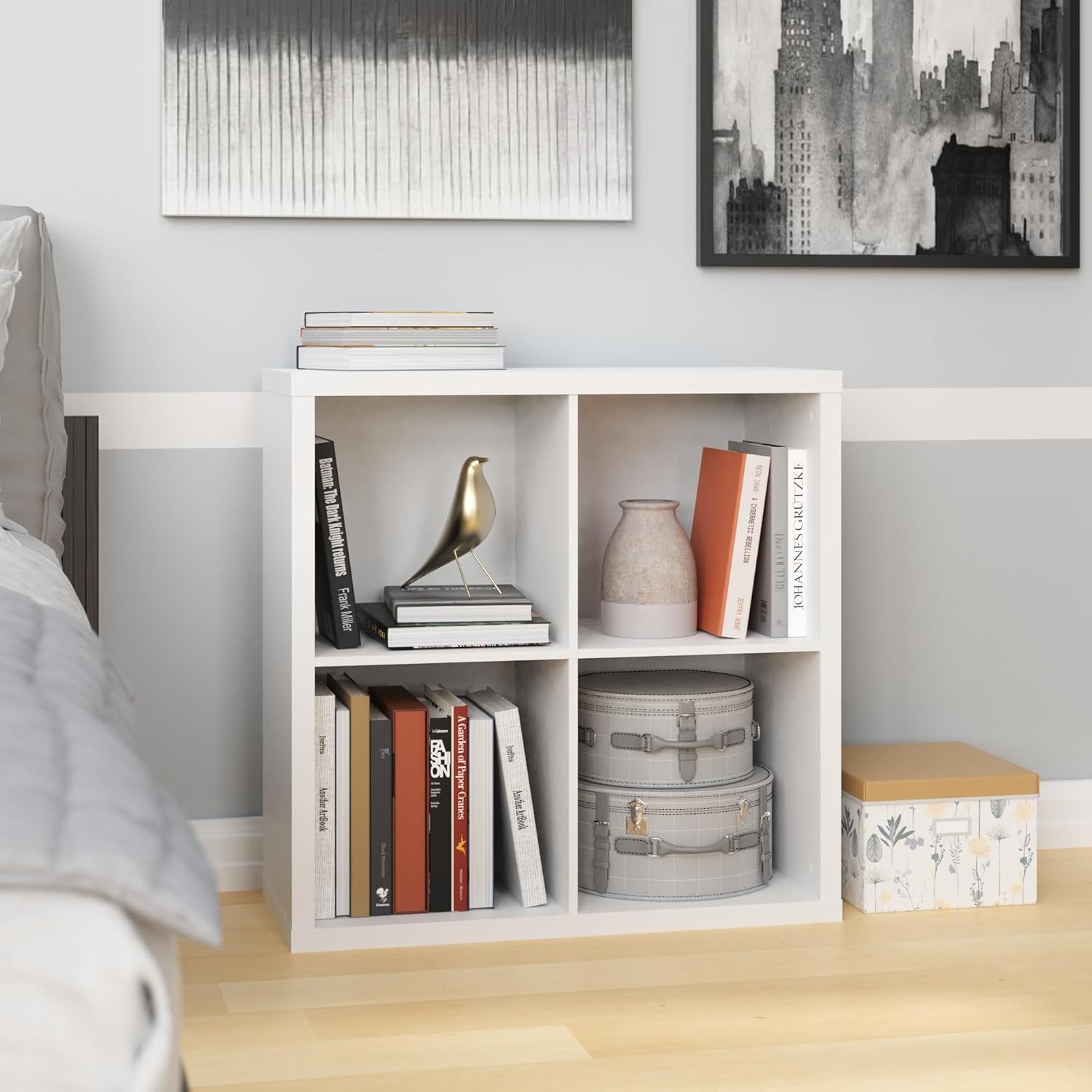 ClosetMaid 4-Cube Storage Organizer White Laminate Stackable Cubbies 24.1 x 13.1 x 24.3 Inch