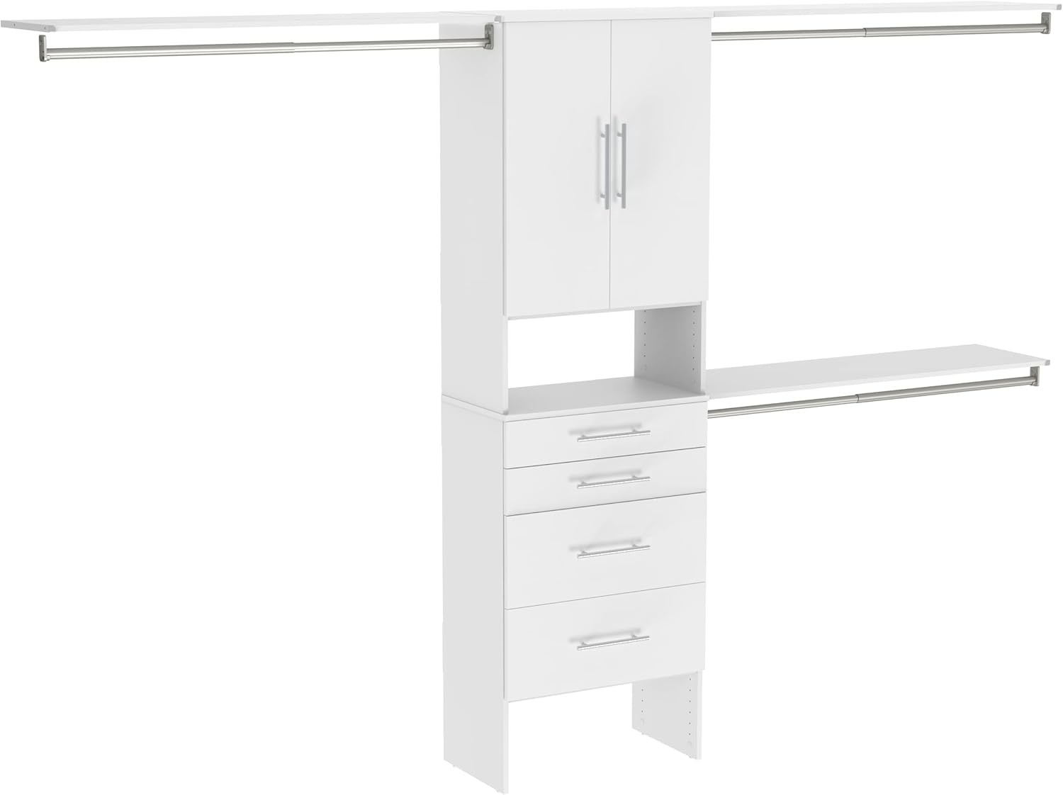 ClosetMaid SuiteSymphony Closet Organizer Kit 25-37 Inch Expandable White Laminate Shelves and Hanging Rods
