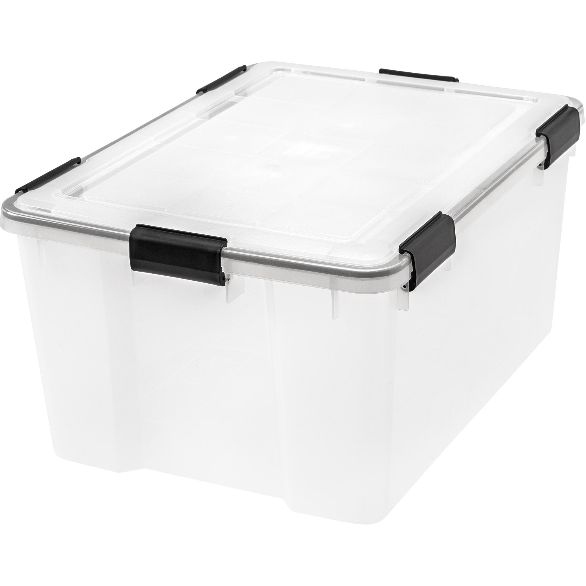 IRIS USA Weathertight Clear Storage Tote 62 Quart with Gasket Seal Black Latches