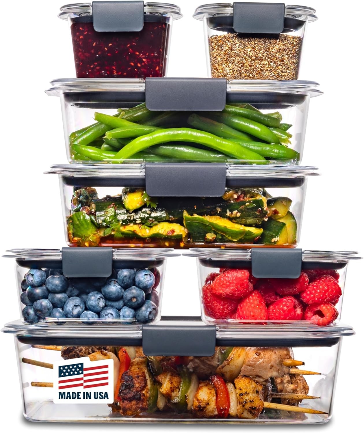 Rubbermaid Brilliance Clear Tritan Pantry Food Storage Container Set 14 Piece Airtight Stackable