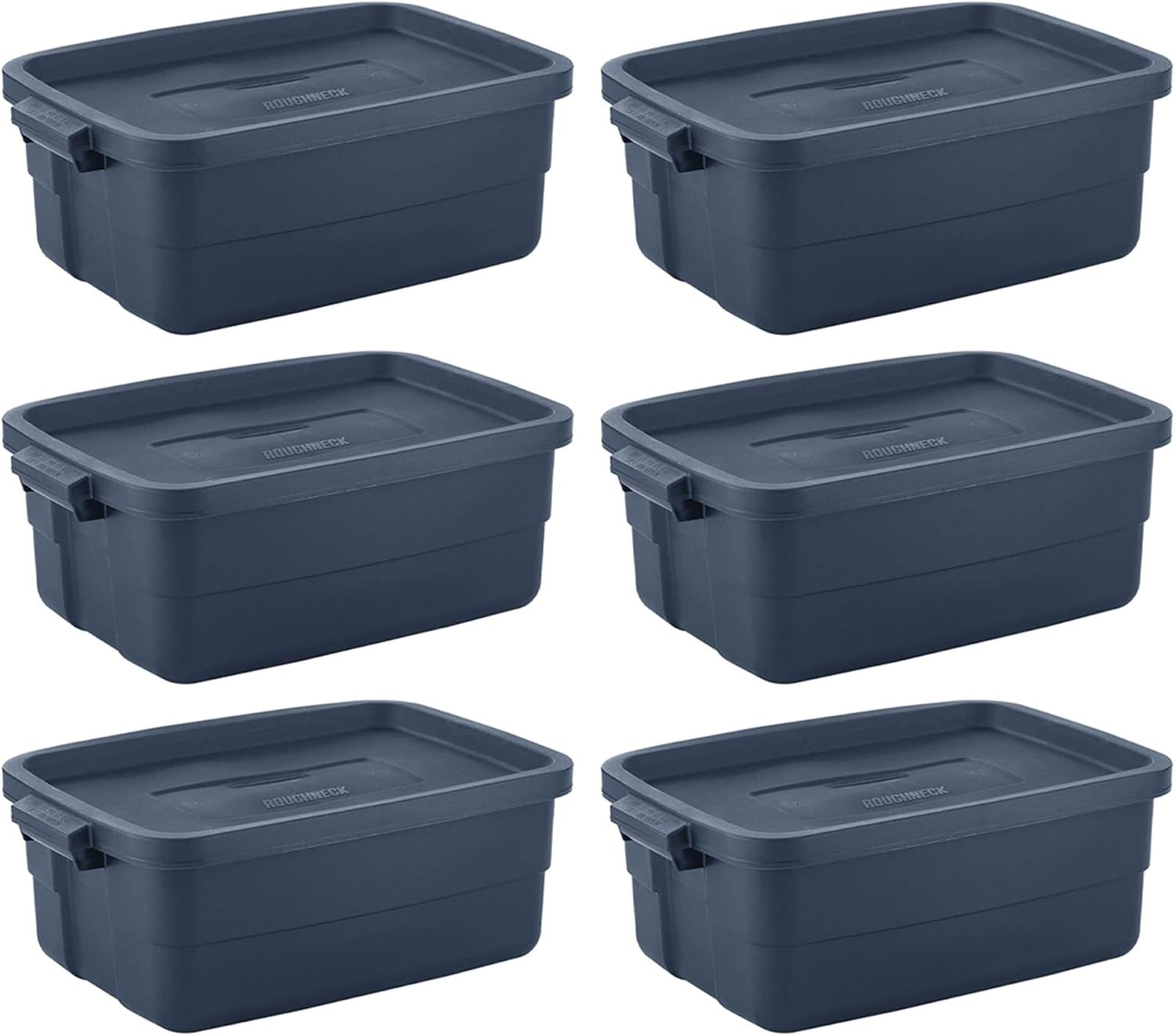 Rubbermaid Roughneck Storage Tote 10 Gallon Pack of 6 Dark Gray Impact Resistant