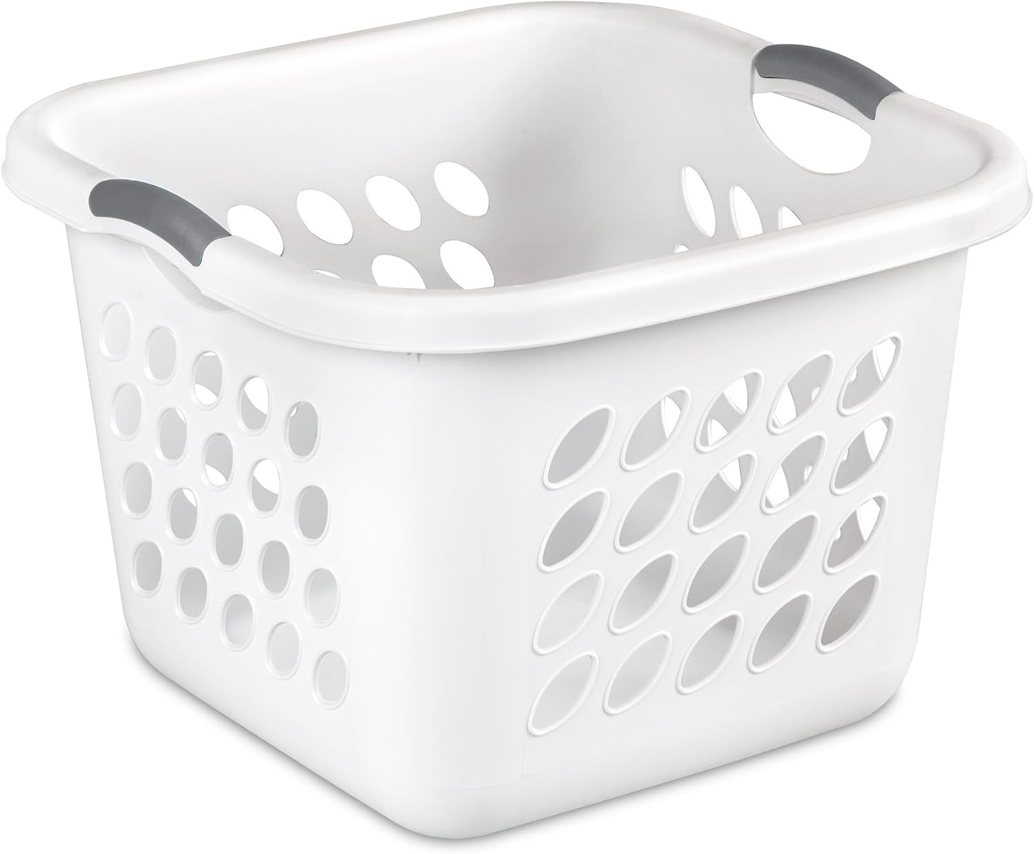 Sterilite Ultra Square Laundry Basket Pack of 3 White Gray Cutout Handles