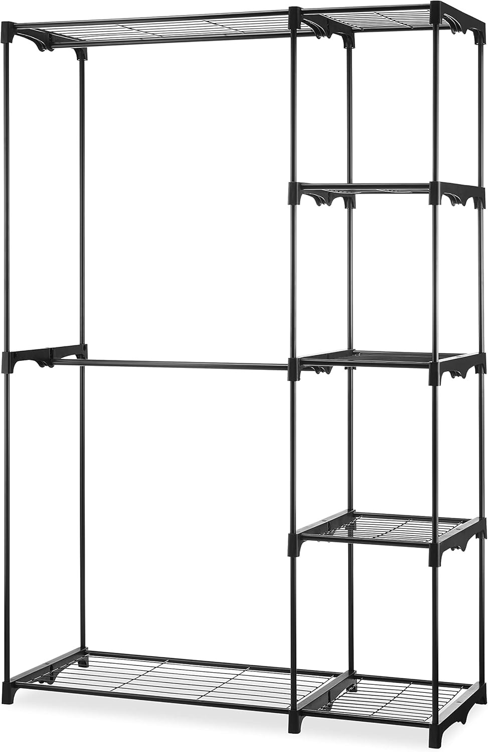 Whitmor Supreme Freestanding Closet Tower Organizer Chrome Black 24 x 16 x 71 Inch with Hanging Bar